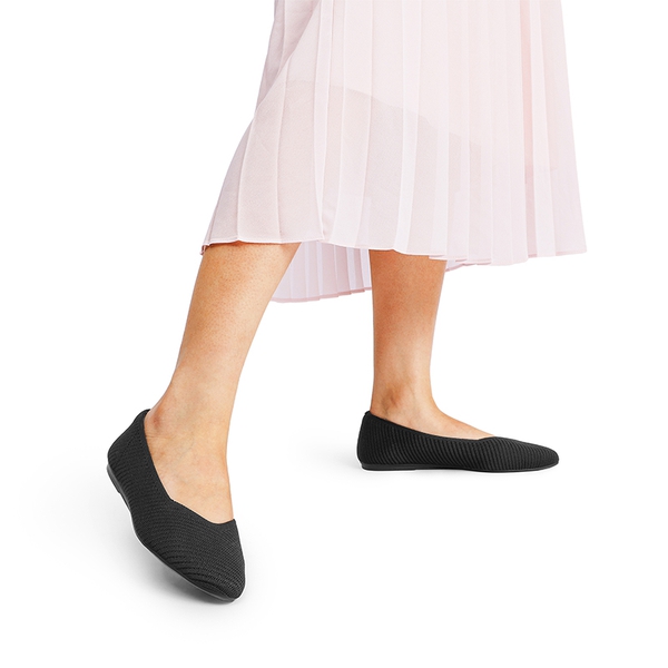 Almond Toe Arch Support Flats - BLACK - 1