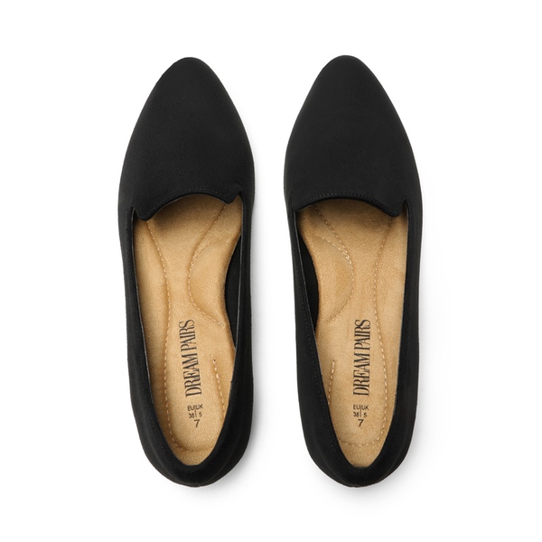 Comfortable Pointed Toe Slip On Loafers - BLACK-SUEDE - 3