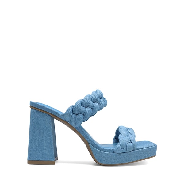 Two Braided Strap Platform Heels - DENIM BLUE - 1