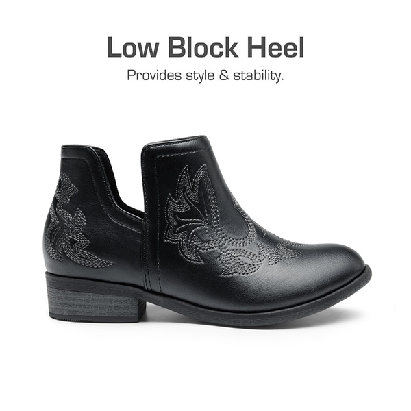 Kids Embroidery Cowgirl Boots - BLACK - 3