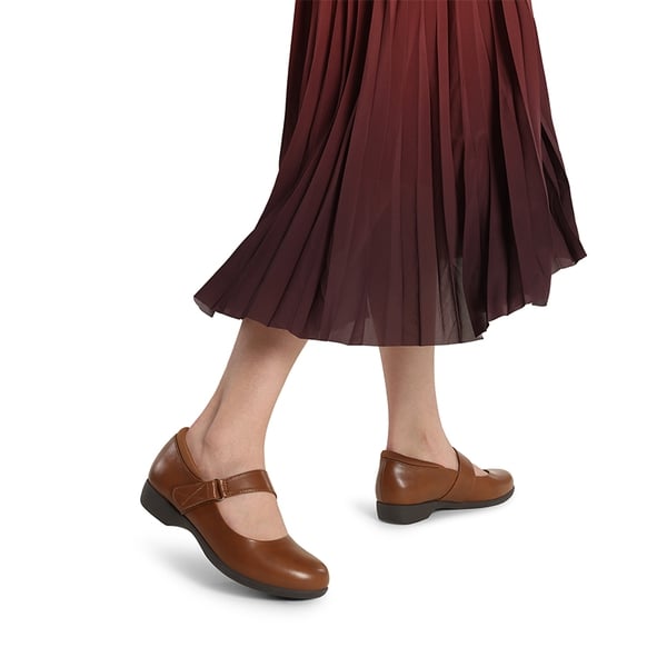 Mary Jane Non-Slip Comfortable Flats - BROWN - 5