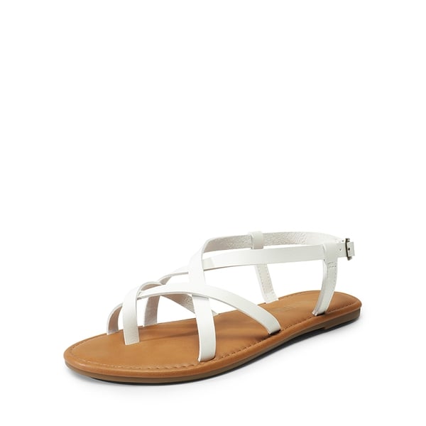 Strappy Thong Flat Sandals - WHITE -  0