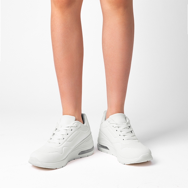 MAX Lace Up Air Cushion Platform Fashion Sneakers - WHITE - 5