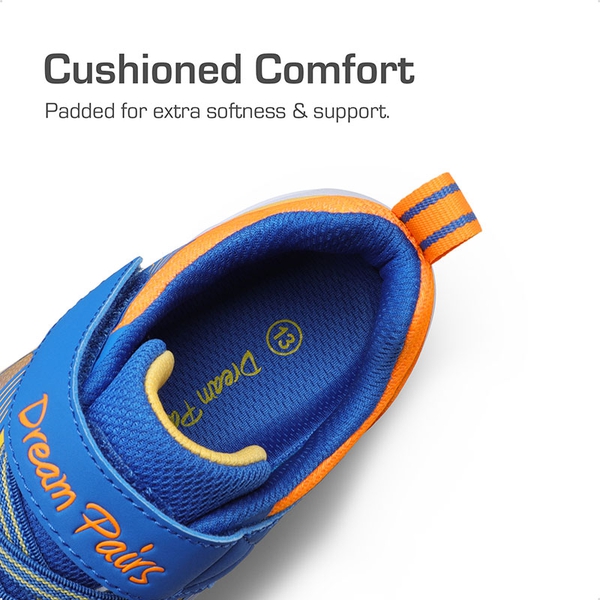 [HappyFeet Heroes] Boys & Girls Lightweight Non-Slip Sneakers - ROYAL BLUE/ORANGE - 4