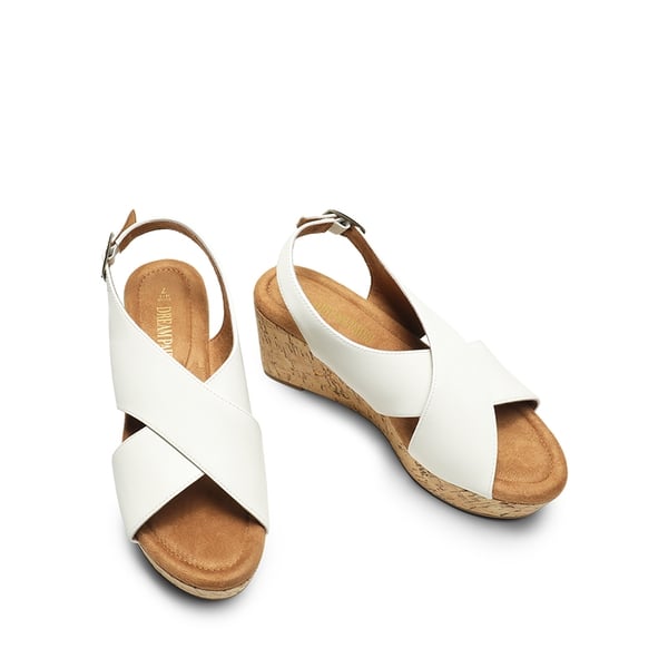 Casual Platform Criss-Cross Wedge Sandals - WHITE-PU - 5