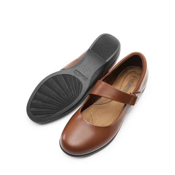 Mary Jane Non-Slip Comfortable Flats - BROWN - 2
