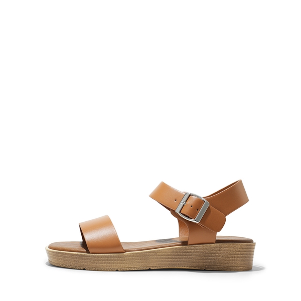 Single Strap Flatform Sandals  - BROWN - 3
