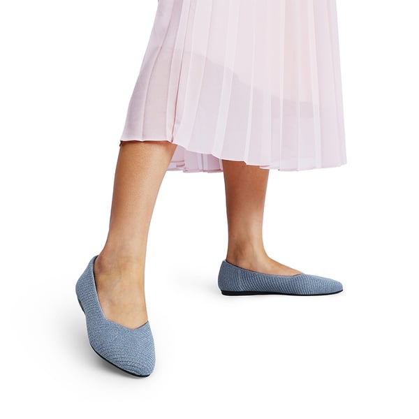 Almond Toe Arch Support Flats - DENIM BLUE - 1