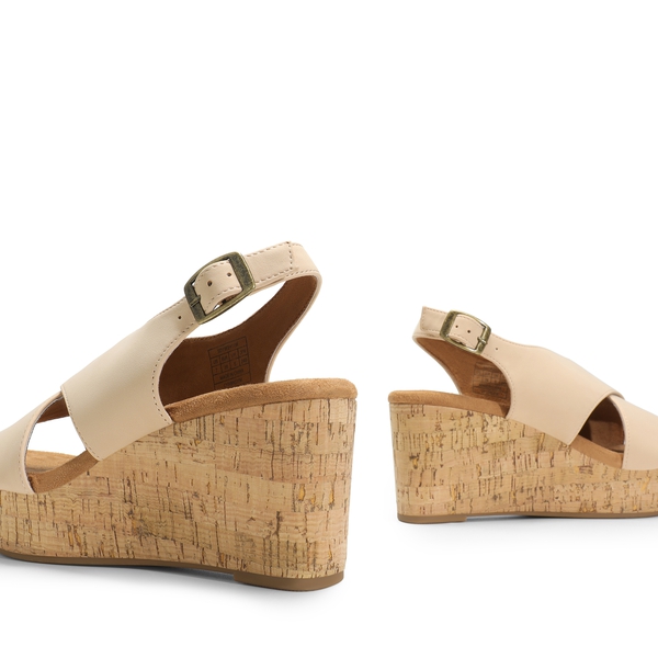 Casual Platform Criss-Cross Wedge Sandals - NUDE-NUBUCK - 6