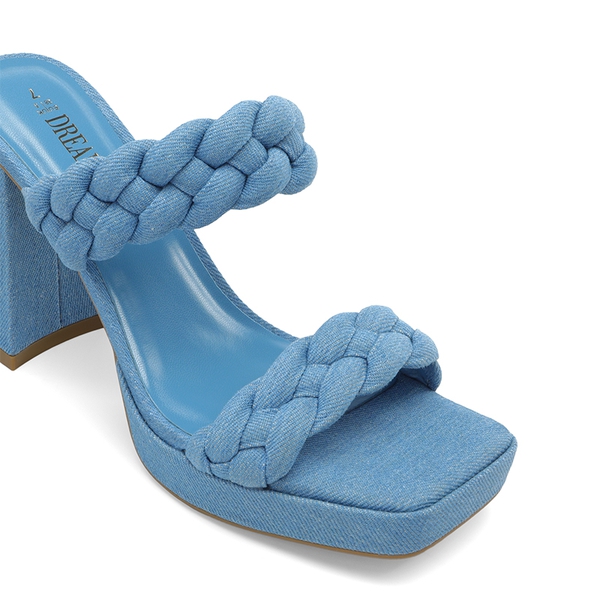 Two Braided Strap Platform Heels - DENIM BLUE - 4