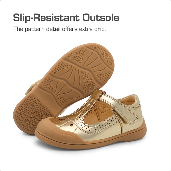 Girls' Mary Jane T-Strap School Flats - GOLD - 2