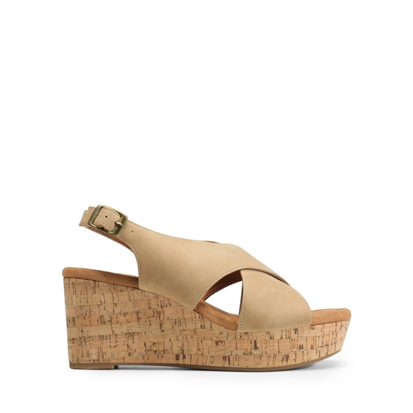 Casual Platform Criss-Cross Wedge Sandals - KHAKI-NUBUCK - 3
