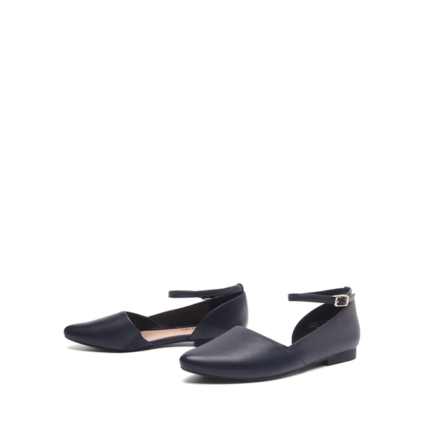 Ankle-Strap Pointed Toe D'Orsay Flats - NAVY - 2
