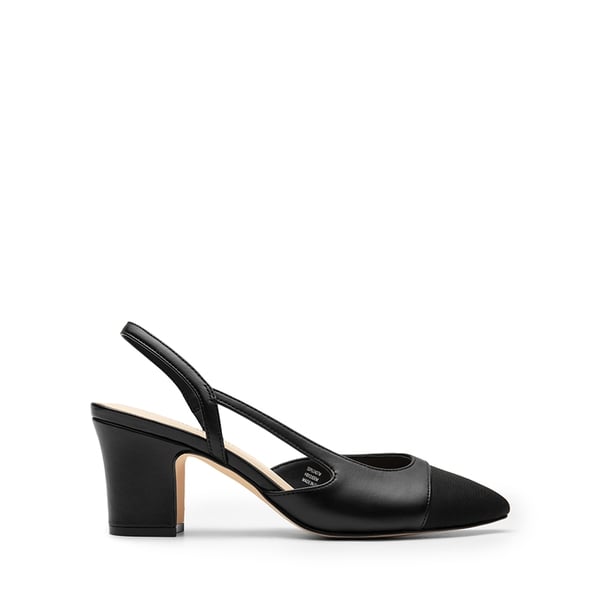 Ankle Strap Slingback Cap Toe Pumps - BLACK - 1