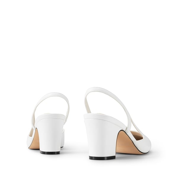 Ankle Strap Slingback Cap Toe Pumps - WHITE - 2