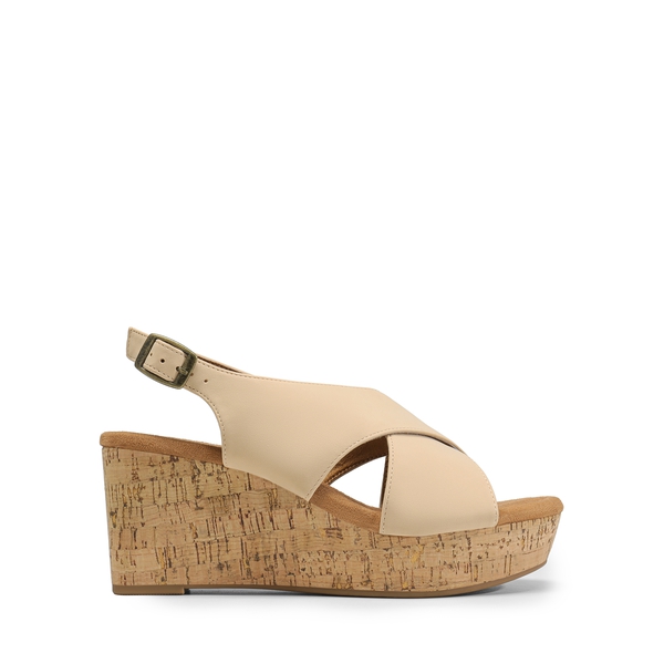 Casual Platform Criss-Cross Wedge Sandals - NUDE-NUBUCK - 3