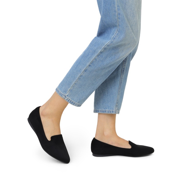 Comfortable Pointed Toe Slip On Loafers - BLACK-SUEDE - 6