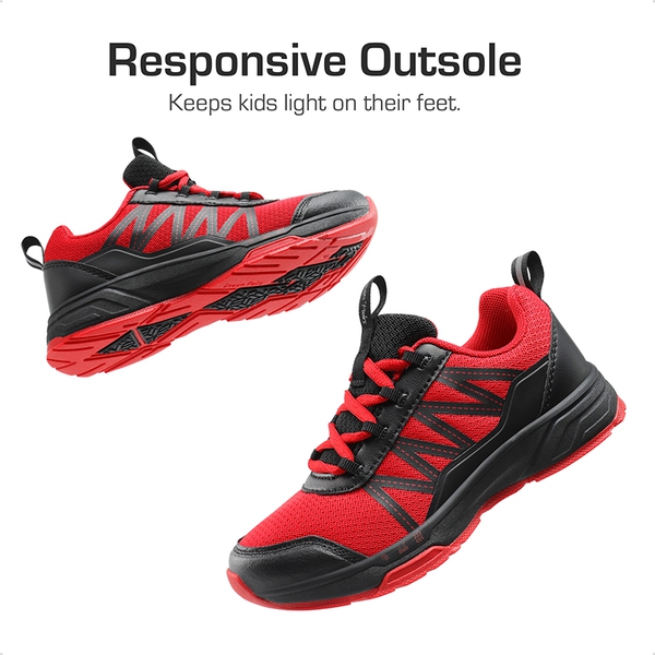 [DuraPlay Energy Exploders] Boys' & Girls' Lightweight Running Shoes - RED/BLACK - 3
