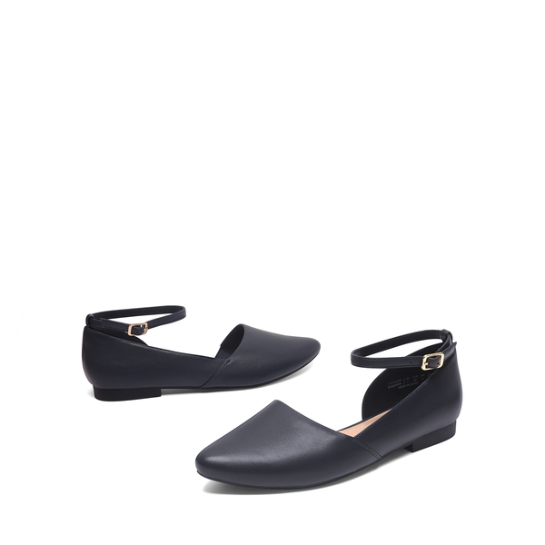 Ankle-Strap Pointed Toe D'Orsay Flats - NAVY - 3