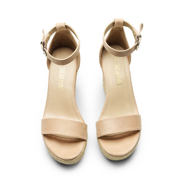 Platform One Strap Espadrille Wedge Sandals - NUDE - 4