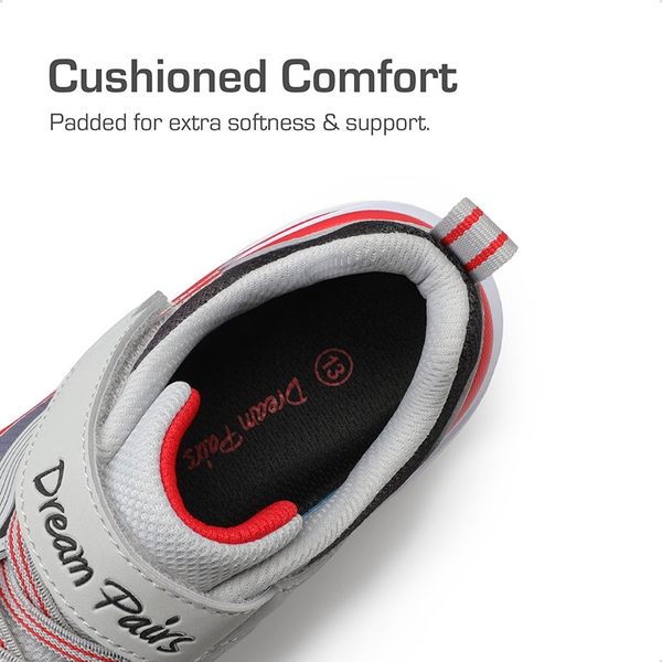 [HappyFeet Heroes] Boys & Girls Lightweight Non-Slip Sneakers - GREY - 4