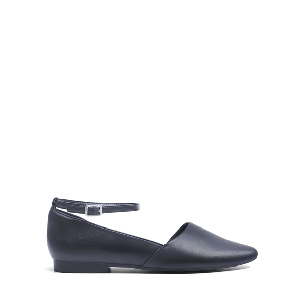Ankle-Strap Pointed Toe D'Orsay Flats - NAVY - 1