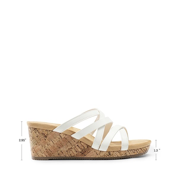 Velvety Layer Strappy Wedge Sandals - WHITE - 3