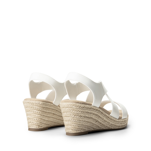 Elastic Ankle Strap Espadrille Wedge Sandals - WHITE-PU - 5