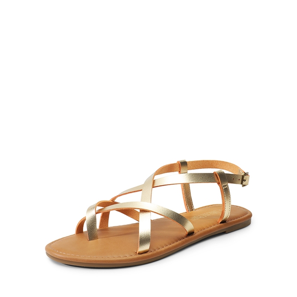 Strappy Thong Flat Sandals - GOLD -  0