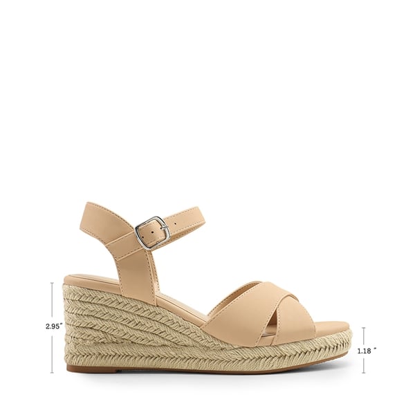 Espadrille Criss Cross Wedge Sandals - NUDE-NUBUCK - 3