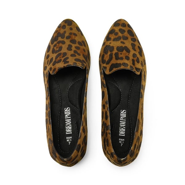 Comfortable Pointed Toe Slip On Loafers - LEOPARD-SUEDE - 3
