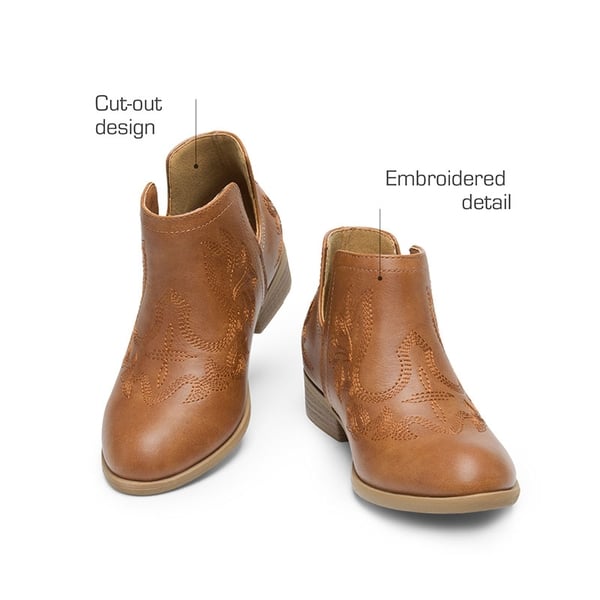 Kids Embroidery Cowgirl Boots - BROWN - 1