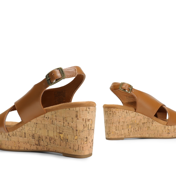 Casual Platform Criss-Cross Wedge Sandals - BROWN-PU - 6
