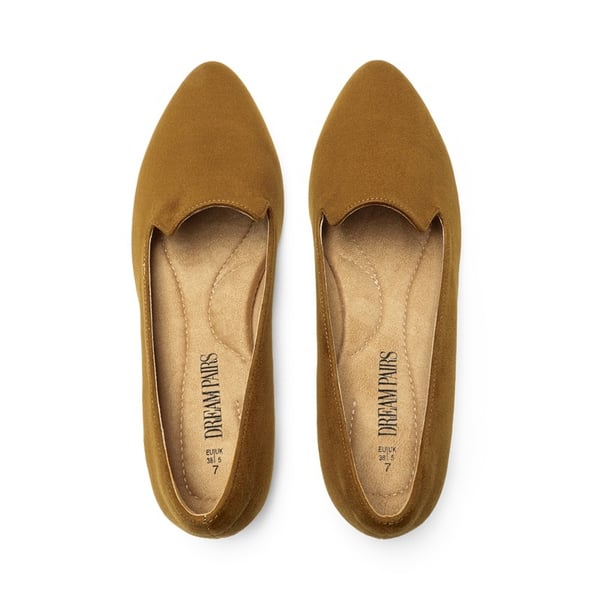 Comfortable Pointed Toe Slip On Loafers - TAN-SUEDE - 3
