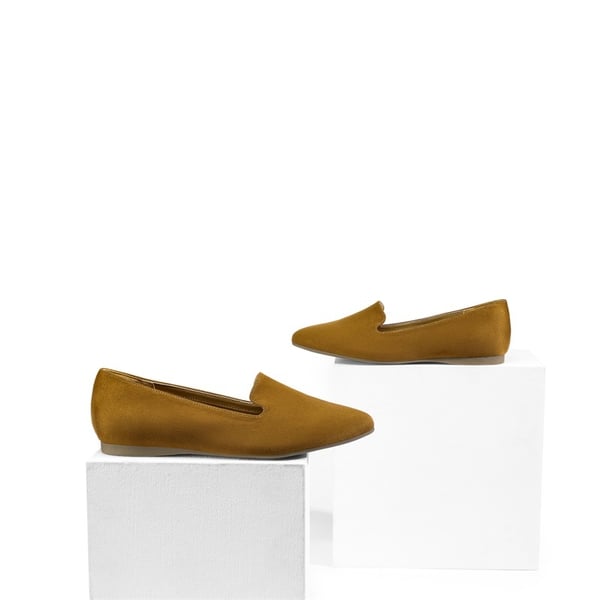 Comfortable Pointed Toe Slip On Loafers - TAN-SUEDE - 2