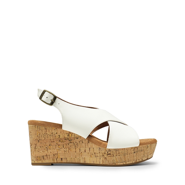 Casual Platform Criss-Cross Wedge Sandals - WHITE-PU - 3