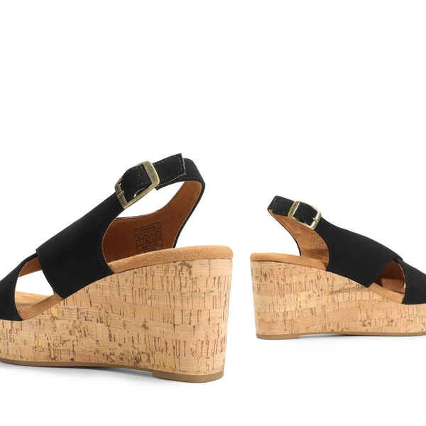 Casual Platform Criss-Cross Wedge Sandals - BLACK-NUBUCK - 6