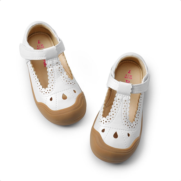 Girls' Mary Jane T-Strap School Flats - WHITE - 3