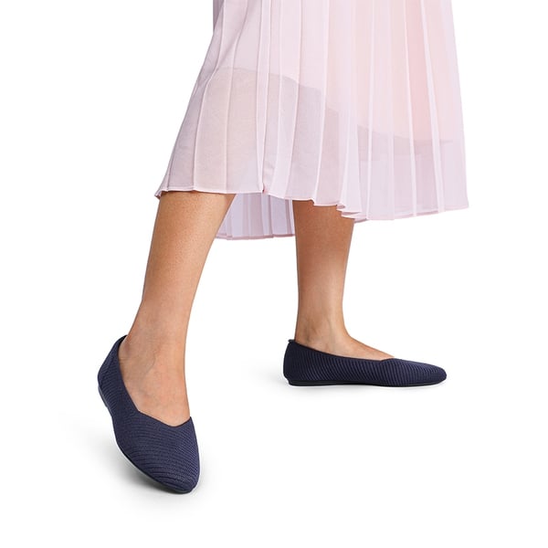 Almond Toe Arch Support Flats - NAVY - 1