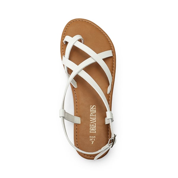 Strappy Thong Flat Sandals - WHITE - 2