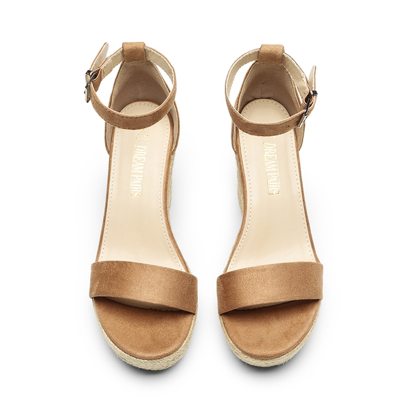 Platform One Strap Espadrille Wedge Sandals - KHAKI - 4