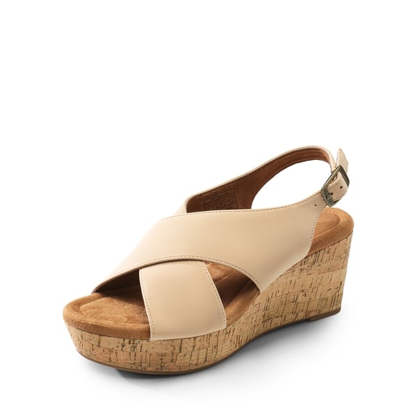Casual Platform Criss-Cross Wedge Sandals - NUDE-NUBUCK -  0
