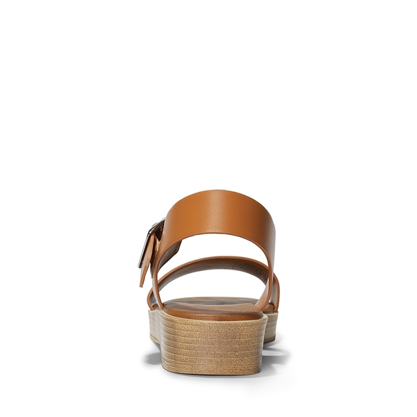 Single Strap Flatform Sandals  - BROWN - 4