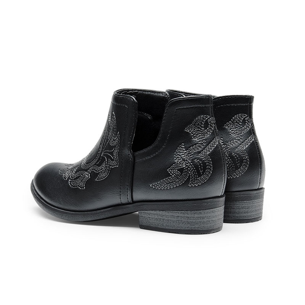 Kids Embroidery Cowgirl Boots - BLACK - 2