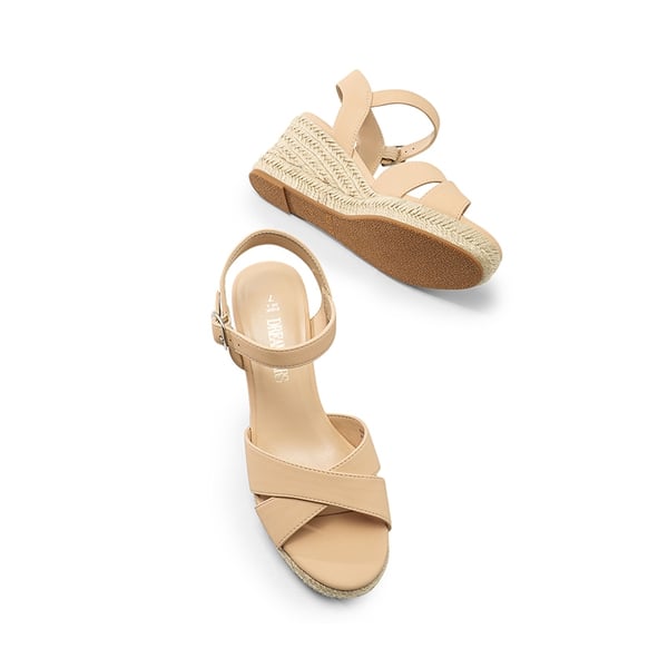Espadrille Criss Cross Wedge Sandals - NUDE-NUBUCK - 5