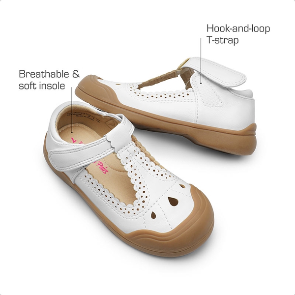 Girls' Mary Jane T-Strap School Flats - WHITE - 1