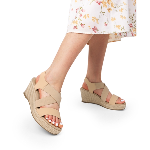 Women s Elastic Strap Espadrille Wedge Sandals Dream Pairs