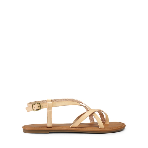 Strappy Thong Flat Sandals - NUDE - 1