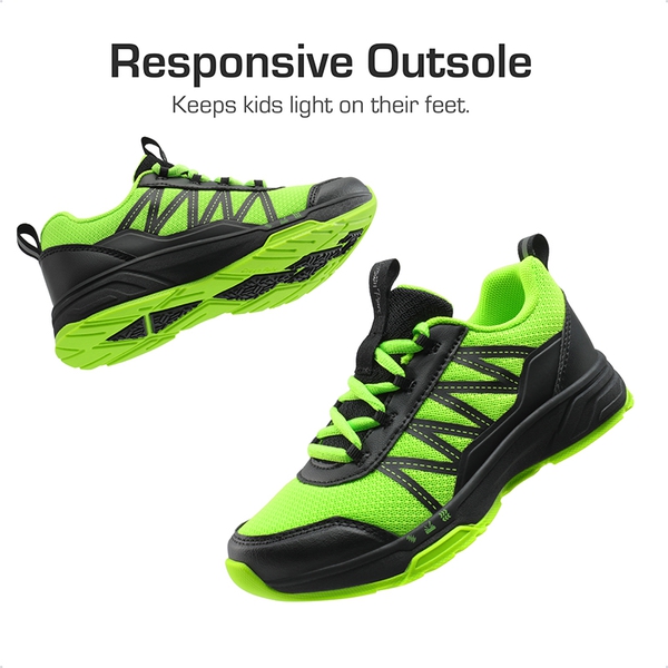 [DuraPlay Energy Exploders] Boys' & Girls' Lightweight Running Shoes - NEON GREEN/BLACK - 3