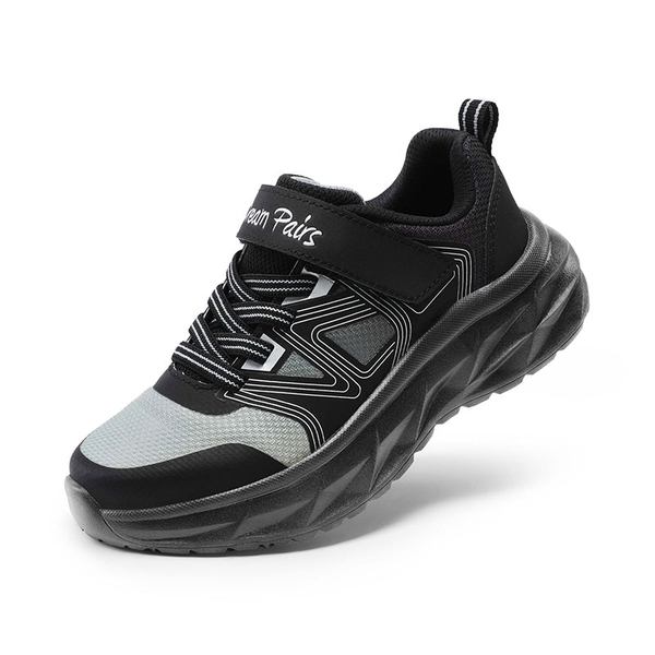 [HappyFeet Heroes] Boys & Girls Lightweight Non-Slip Sneakers - BLACK -  0